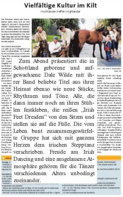 Dresdner Nachrichten zum 11. Hochlandfest in Schönfeld-Weißig